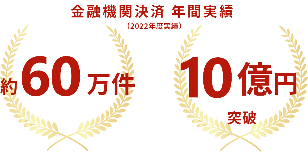 金融機関決済年間実績 約60万件&10億円突破